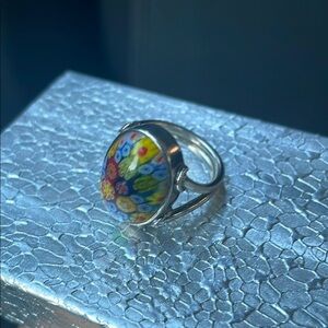 Murano Sterling Silver Glass Women Ring